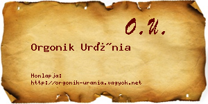 Orgonik Uránia névjegykártya
